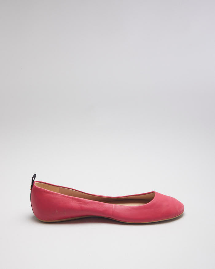 Karl Lagerfeld Paris Hot Pink Leather Ballet Pumps - UK10