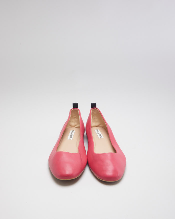 Karl Lagerfeld Paris Hot Pink Leather Ballet Pumps - UK10