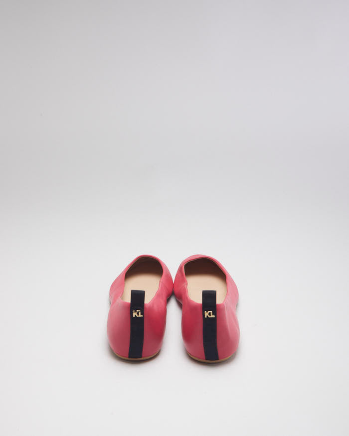 Karl Lagerfeld Paris Hot Pink Leather Ballet Pumps - UK10