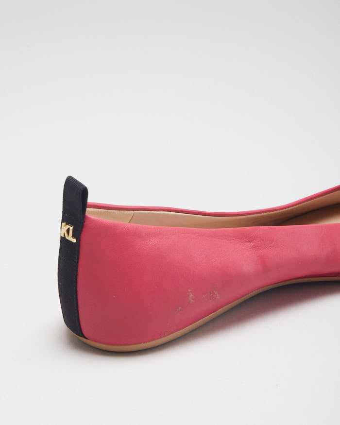Karl Lagerfeld Paris Hot Pink Leather Ballet Pumps - UK10
