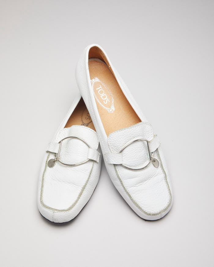 Tods White Leather Loafers - UK5
