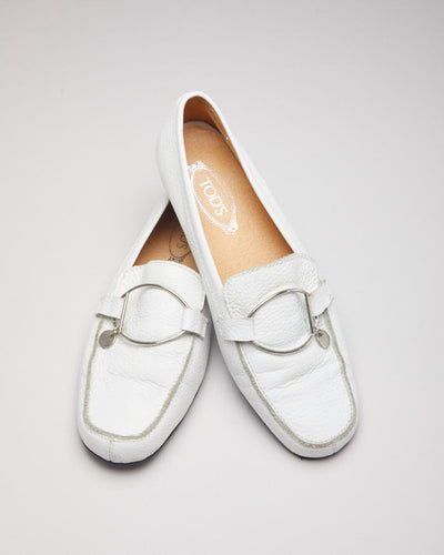 Tods White Leather Loafers - UK5