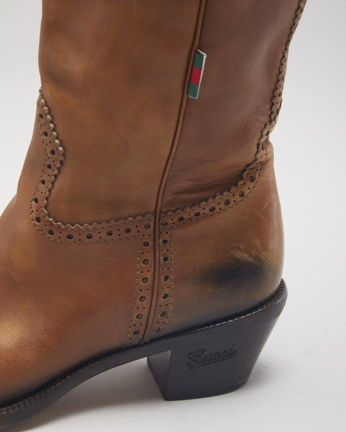 Gucci Leather Cowboy Boots - UK5