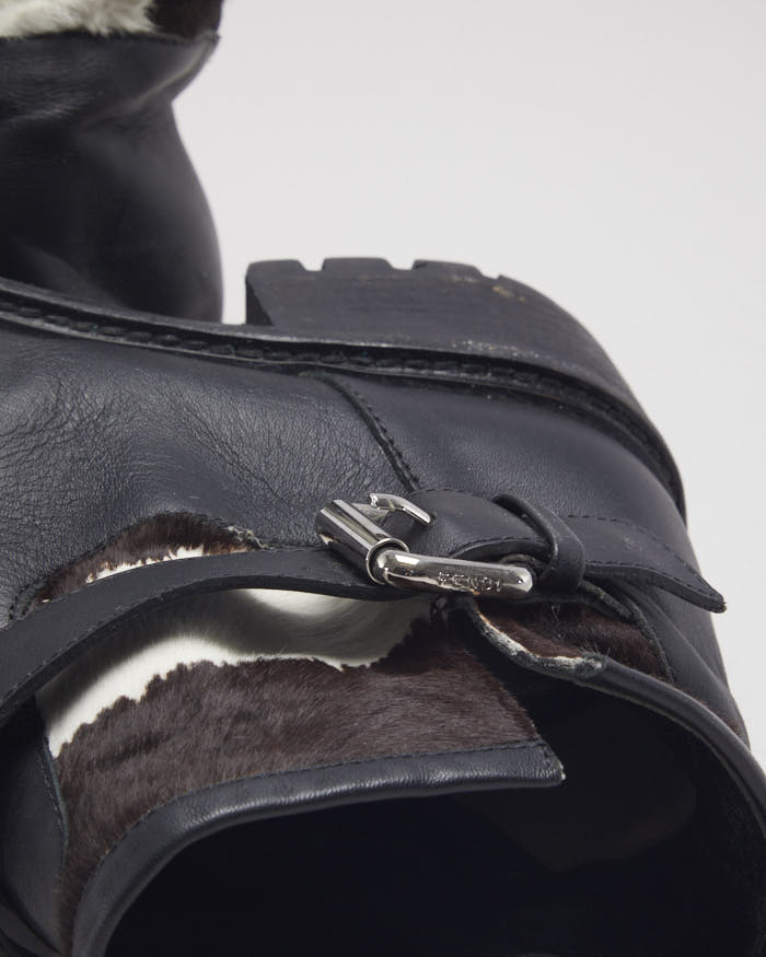Fendi Cowhide Biker Boots - UK4