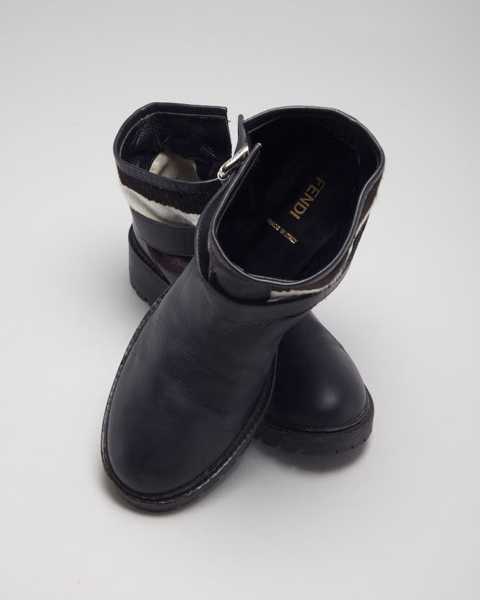 Fendi Cowhide Biker Boots - UK4