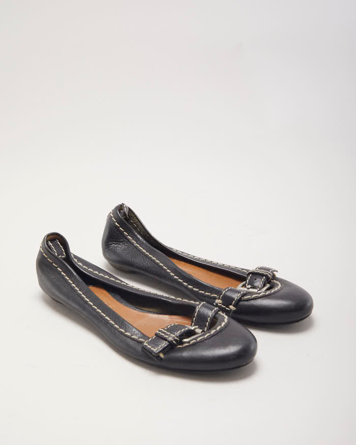 Chloe Black Buckle Ballet Pumps - UK4