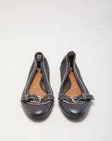 Chloe Black Buckle Ballet Pumps - UK4
