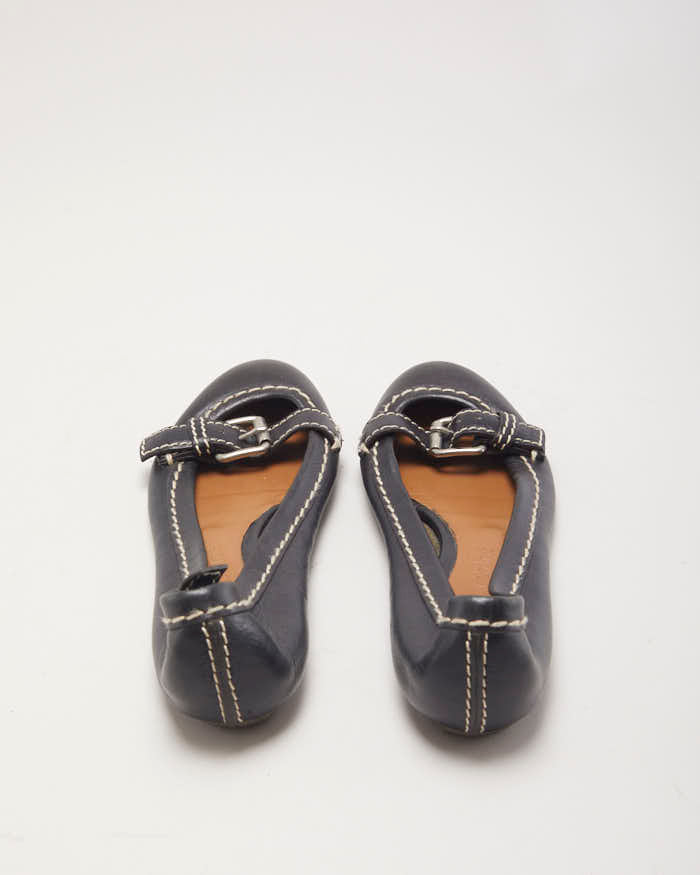 Chloe Black Buckle Ballet Pumps - UK4