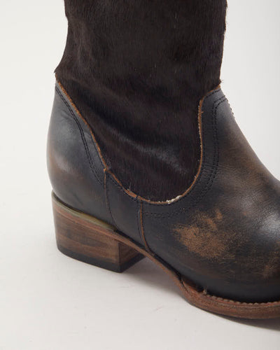 Vintage Freebird Pony Hair Leather Boots - UK4