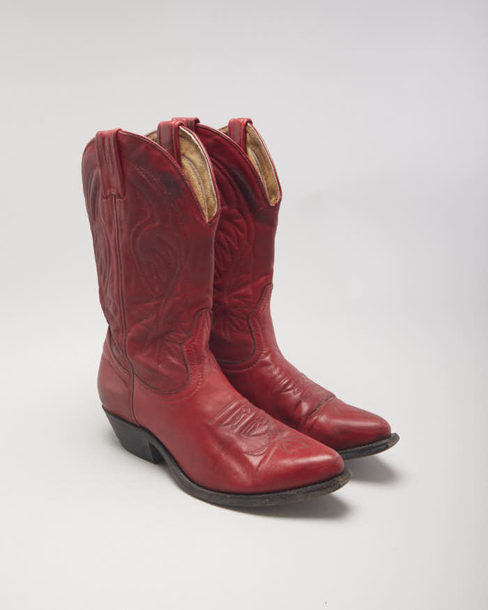 Vintage Boulet Red Cowboy Boots - UK4