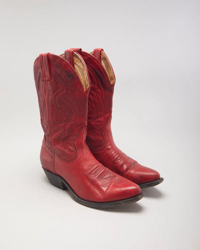 Vintage Boulet Red Cowboy Boots - UK4
