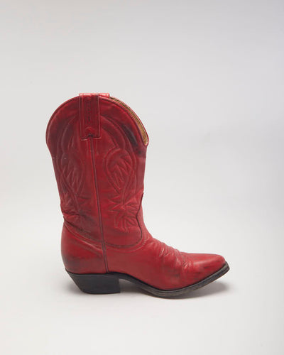 Vintage Boulet Red Cowboy Boots - UK4