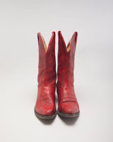 Vintage Boulet Red Cowboy Boots - UK4