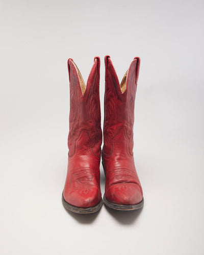 Vintage Boulet Red Cowboy Boots - UK4