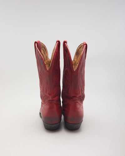 Vintage Boulet Red Cowboy Boots - UK4