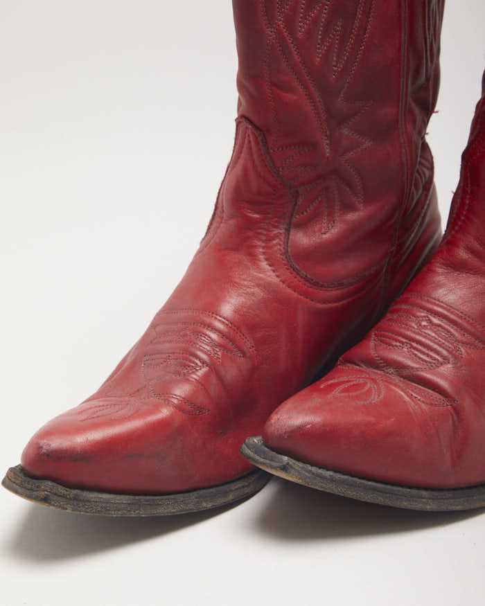 Vintage Boulet Red Cowboy Boots - UK4