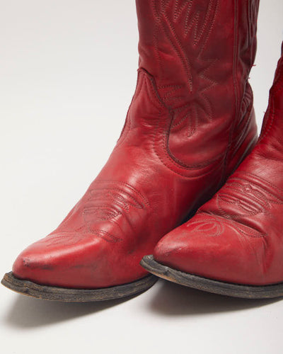 Vintage Boulet Red Cowboy Boots - UK4