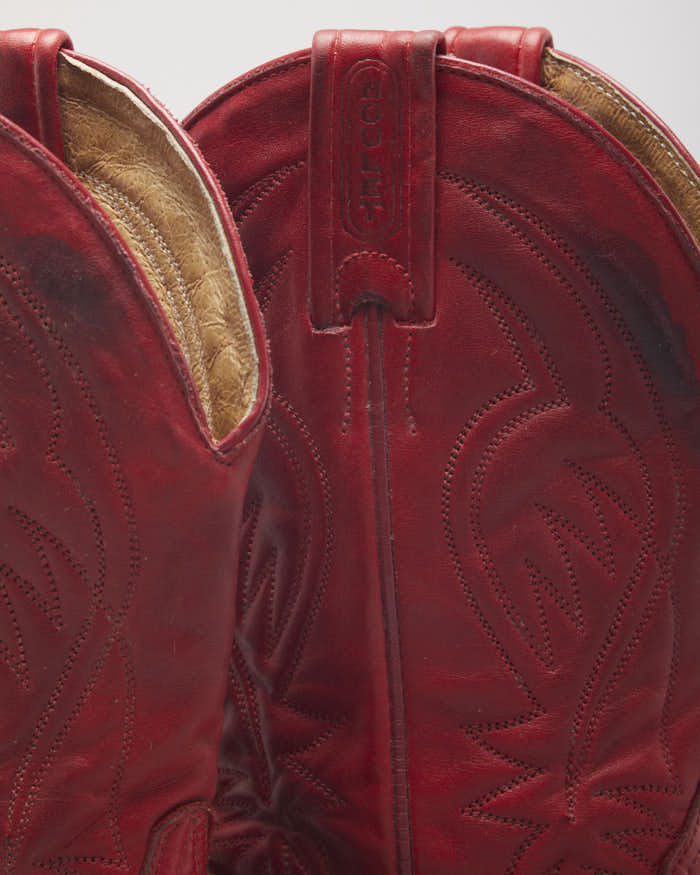 Vintage Boulet Red Cowboy Boots - UK4
