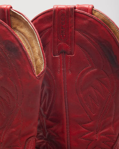 Vintage Boulet Red Cowboy Boots - UK4