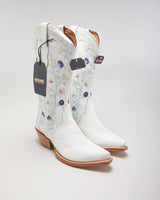 Deadstock Shayenne White Embroidered Cowboy Boots - UK6