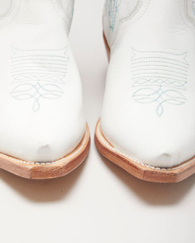 Deadstock Shayenne White Embroidered Cowboy Boots - UK6