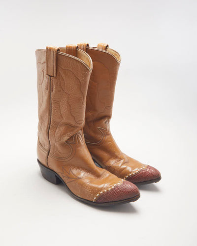 Vintage Tony Lama Brown Cowboy Boots - UK4