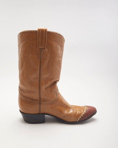Vintage Tony Lama Brown Cowboy Boots - UK4