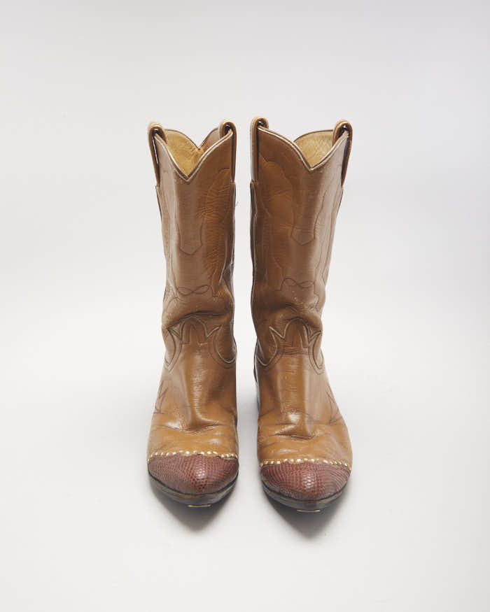 Vintage Tony Lama Brown Cowboy Boots - UK4
