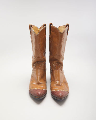 Vintage Tony Lama Brown Cowboy Boots - UK4
