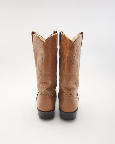 Vintage Tony Lama Brown Cowboy Boots - UK4