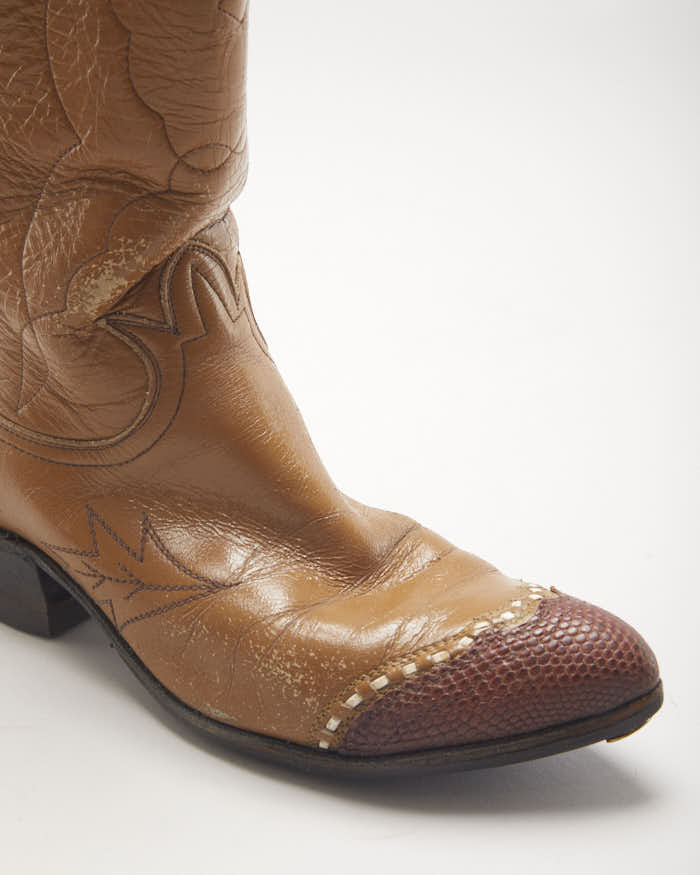 Vintage Tony Lama Brown Cowboy Boots - UK4