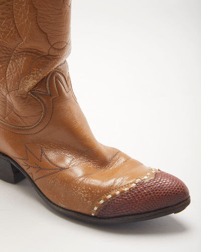 Vintage Tony Lama Brown Cowboy Boots - UK4