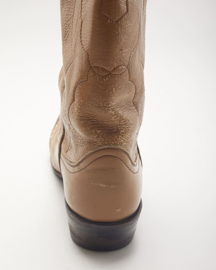 Vintage Tony Lama Brown Cowboy Boots - UK4