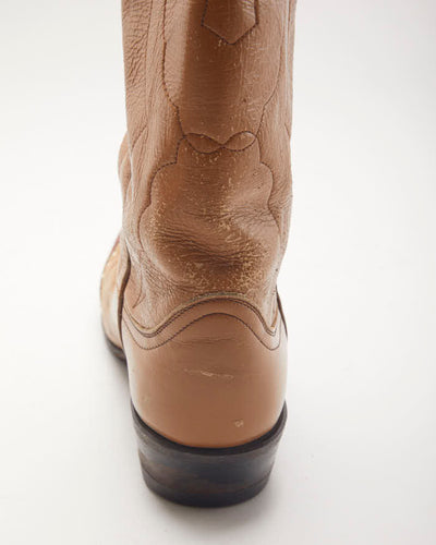 Vintage Tony Lama Brown Cowboy Boots - UK4