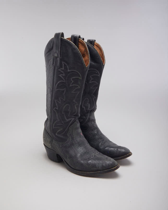 Vintage Black Cowboy Boots - UK4