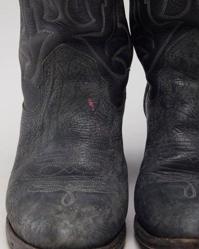 Vintage Black Cowboy Boots - UK4