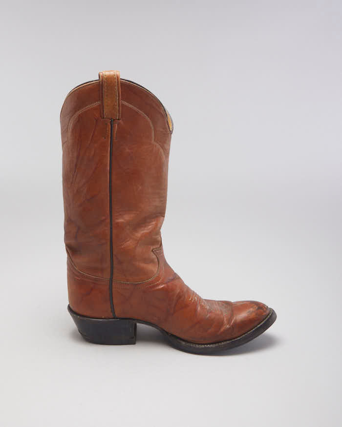 Vintage Tony Lama Brown Cowboy Boots UK5