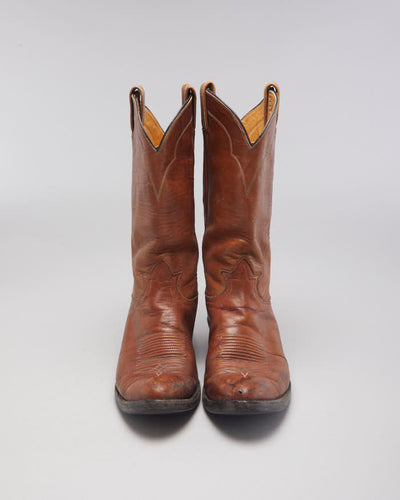 Vintage Tony Lama Brown Cowboy Boots - UK5