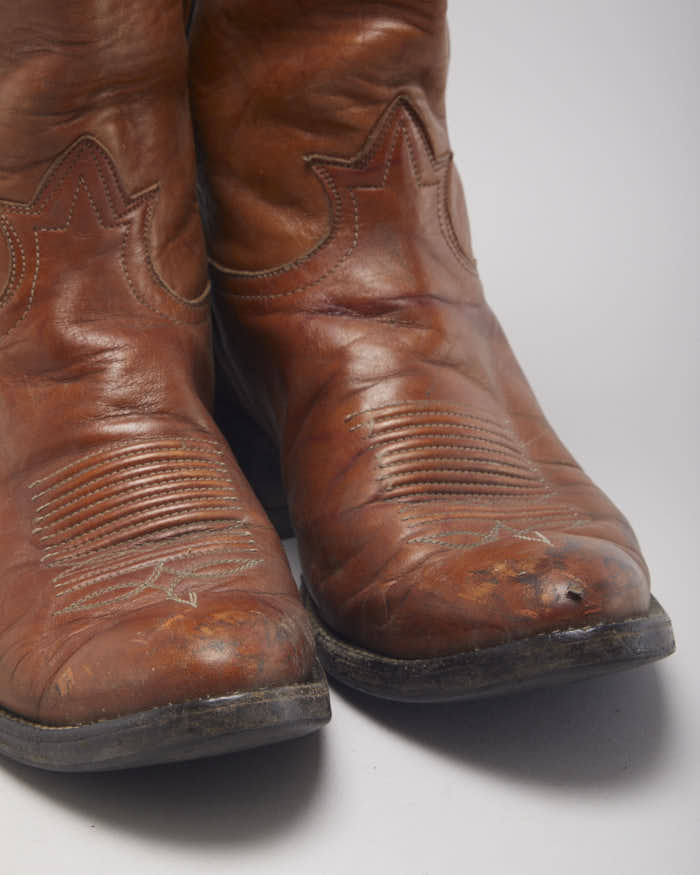 Vintage Tony Lama Brown Cowboy Boots - UK5