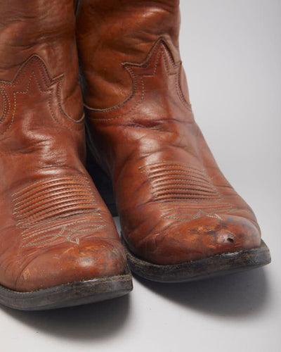 Vintage Tony Lama Brown Cowboy Boots - UK5