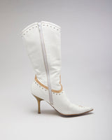 White Stiletto Cowboy Boots - UK3