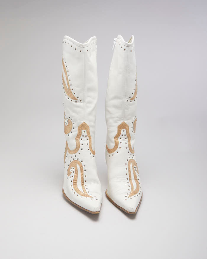 White Stiletto Cowboy Boots - UK3