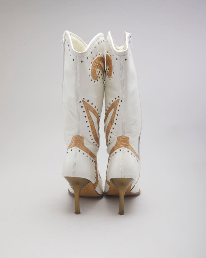 White Stiletto Cowboy Boots - UK3