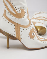 White Stiletto Cowboy Boots - UK3