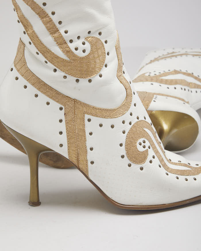 White Stiletto Cowboy Boots - UK3