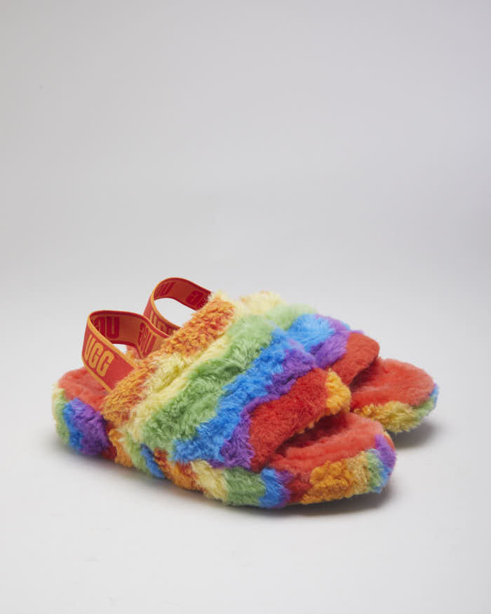 UGG Yeah Cali Rainbow Fluffy Sliders - UK7