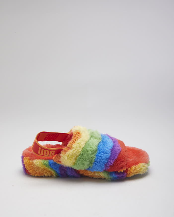 UGG Yeah Cali Rainbow Fluffy Sliders - UK7