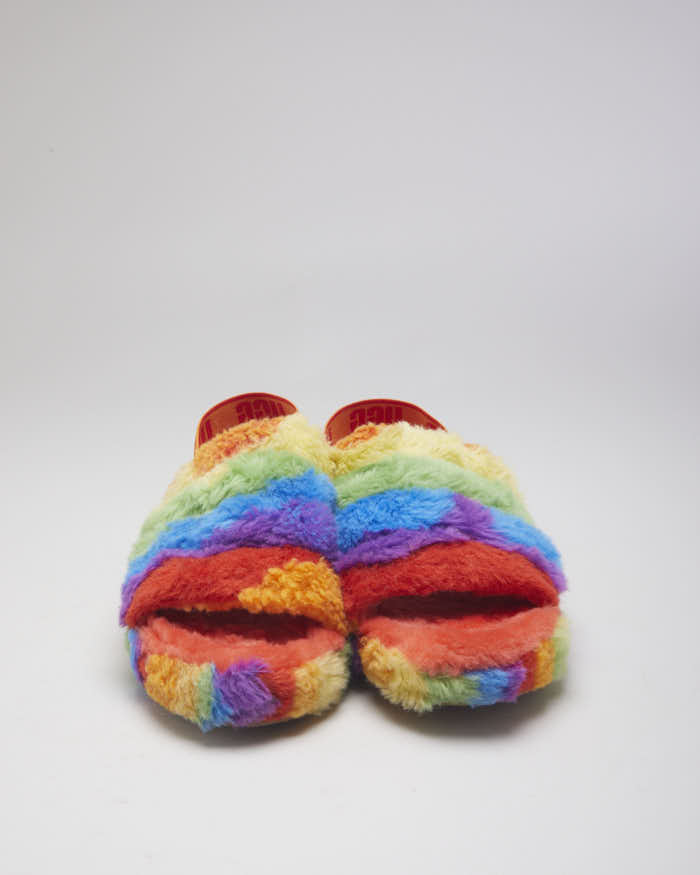 UGG Yeah Cali Rainbow Fluffy Sliders - UK7