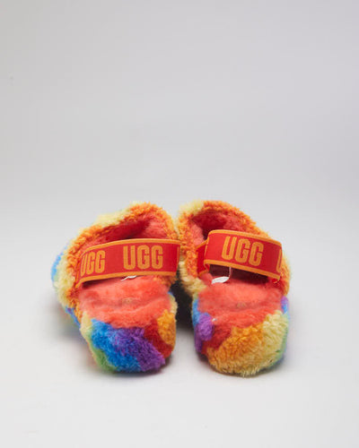 UGG Yeah Cali Rainbow Fluffy Sliders - UK7