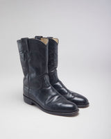 Justin Black Leather Cowboy Boots - UK4.5